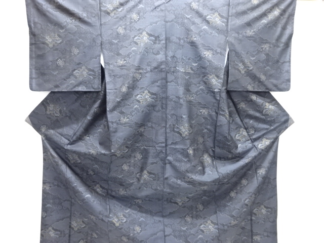 JAPANESE KIMONO / SILK / DORO OSHIMA TSUMUGI / WOVEN CLOUDS & TEMPLES